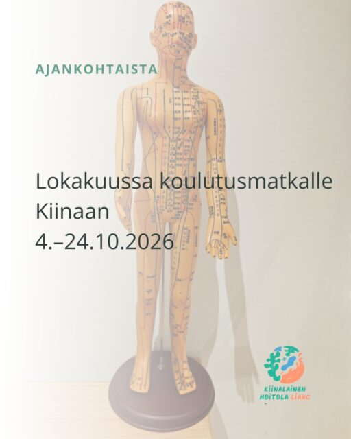 Lokakuun aikataulua
Syksy jatkuu hieman tavallisesta poikkeavalla aikataululla.
Vastaanotolleni voi varata aikoja vielä perjantaihin 2.10. asti.
Lauantaina 3.10. olen mukana Kokemäen Hyvinvointimessuilla klo 11–15. Tule moikkaamaan, jos olet messuilla!
4.–24.10. olen koulutusmatkalla Kiinassa, ja hoitola on tämän ajan suljettuna.
Tähän matkaan liittyy myös yksi hieno jatko Satakunnan Vuoden Uusyrittäjä 2026 -tunnustukselle: käytän saamani palkintorahan koulutukseni rahoittamiseen.
Minulle tuntuu luontevalta käyttää palkinto oman osaamiseni kehittämiseen – ja sitä kautta myös työni ja hoitolan kehittämiseen.
Vastaanotto jatkuu jälleen matkani jälkeen. Aikoja voi varata jo etukäteen myös lokakuun lopulle.
Varaa aika – linkki biossa.
Lämpimin terveisin,
Liang
Kiinalainen Hoitola Liang
#SatakunnanVuodenUusyrittäjä #EnterSatakunta #PorinYrittäjät #SatakunnanYrittäjät #Pori #Satakunta #Yrittäjyys #Koulutusmatka #OsaamisenKehittäminen #KiinalainenHoitolaLiang